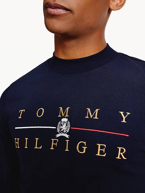 Tommy Hilfiger Icons Mock Turtleneck Long Sleeve T-shirts Heren Blauw | TH158RGH