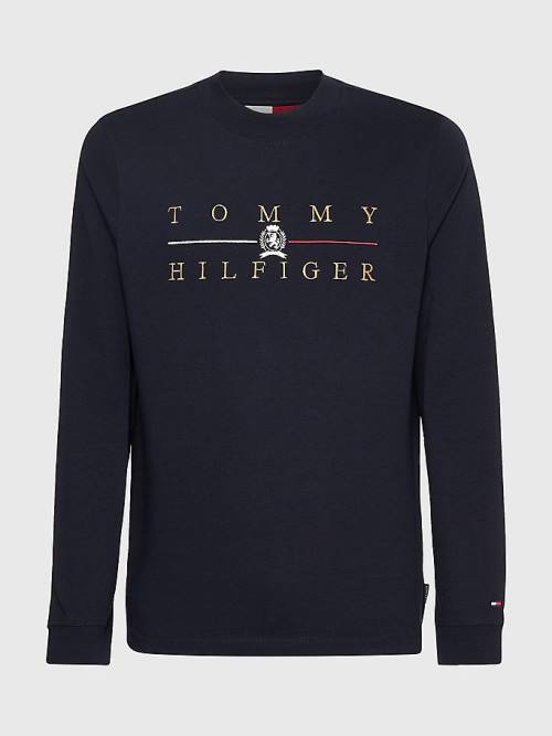 Tommy Hilfiger Icons Mock Turtleneck Long Sleeve T-shirts Heren Blauw | TH158RGH