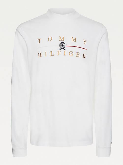 Tommy Hilfiger Icons Mock Turtleneck Long Sleeve T-shirts Heren Wit | TH318IYK