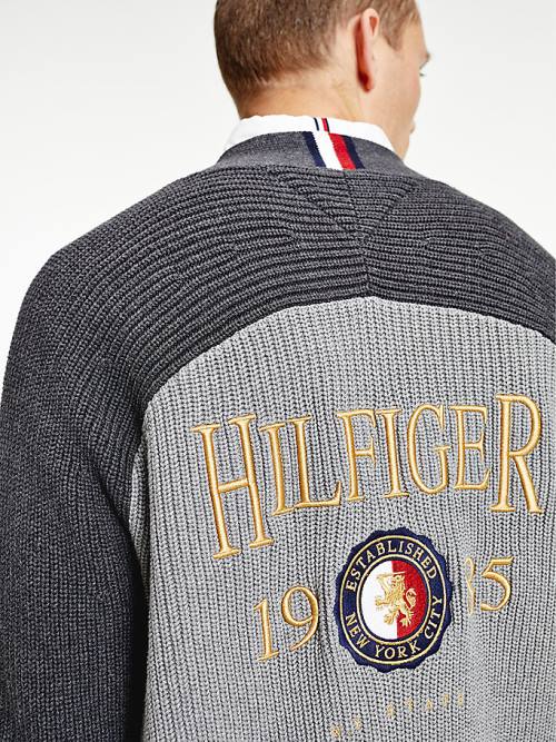 Tommy Hilfiger Icons Oversized Crest Cardigan Truien Heren Grijs | TH740PHT