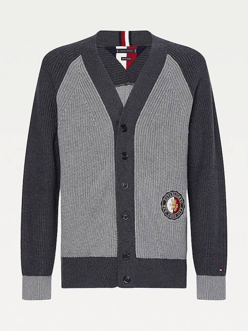 Tommy Hilfiger Icons Oversized Crest Cardigan Truien Heren Grijs | TH740PHT