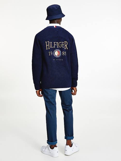 Tommy Hilfiger Icons Oversized Crest Cardigan Truien Heren Blauw | TH741NYH