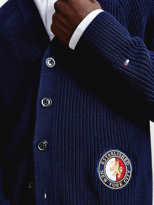 Tommy Hilfiger Icons Oversized Crest Cardigan Truien Heren Blauw | TH741NYH