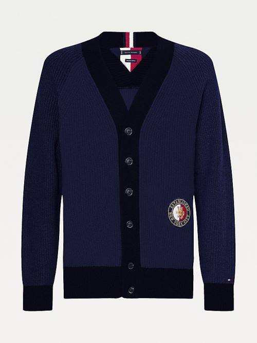 Tommy Hilfiger Icons Oversized Crest Cardigan Truien Heren Blauw | TH741NYH