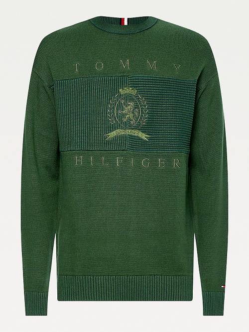 Tommy Hilfiger Icons Oversized Crest Flag Jumper Truien Heren Groen | TH740WKF