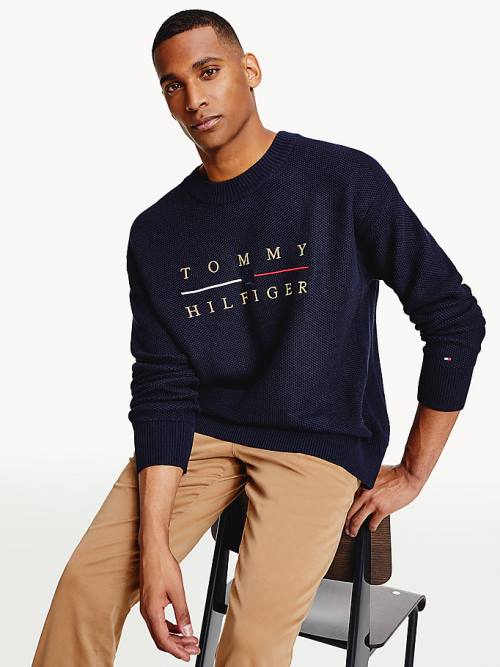 Tommy Hilfiger Icons Oversized Structured Jumper Truien Heren Blauw | TH952MTI