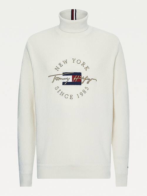 Tommy Hilfiger Icons TH Flex Roll Neck Jumper Truien Heren Wit | TH179TFM