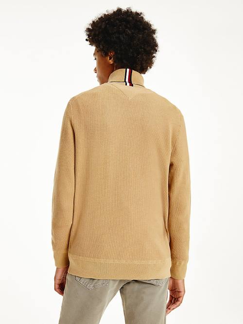 Tommy Hilfiger Icons TH Flex Roll Neck Jumper Truien Heren Khaki | TH785UQF