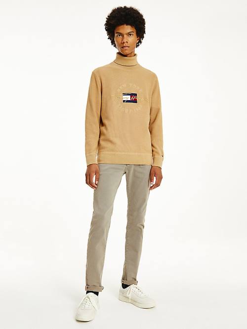 Tommy Hilfiger Icons TH Flex Roll Neck Jumper Truien Heren Khaki | TH785UQF