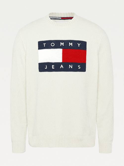 Tommy Hilfiger Intarsia Flag Relaxed Fit Jumper Truien Heren Wit | TH085CGR