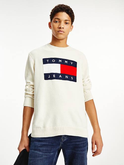 Tommy Hilfiger Intarsia Flag Relaxed Fit Jumper Truien Heren Wit | TH085CGR