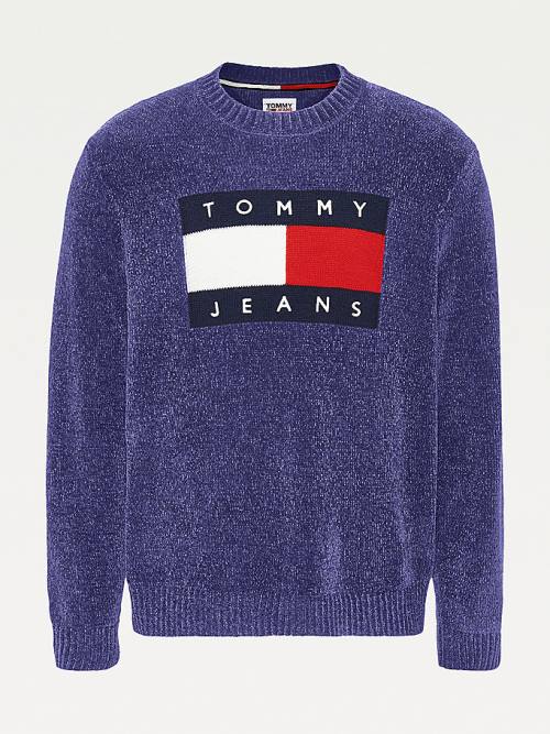 Tommy Hilfiger Intarsia Flag Relaxed Fit Jumper Truien Heren Blauw | TH095BLE