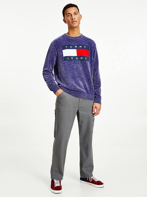 Tommy Hilfiger Intarsia Flag Relaxed Fit Jumper Truien Heren Blauw | TH095BLE