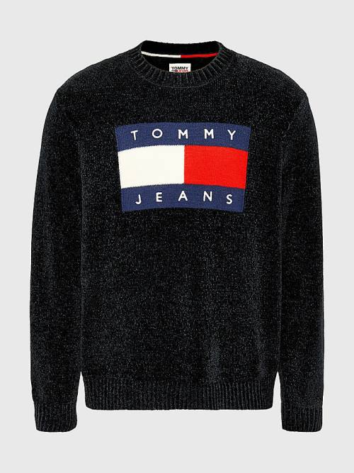 Tommy Hilfiger Intarsia Flag Relaxed Fit Jumper Truien Heren Zwart | TH430KHN