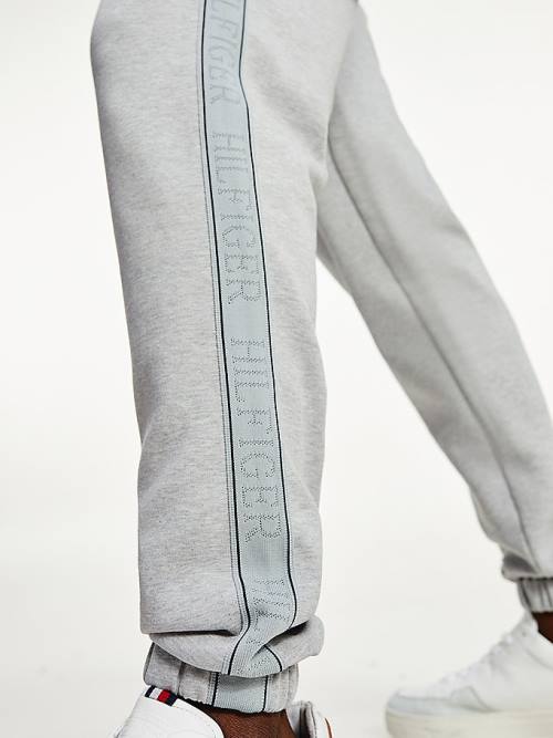 Tommy Hilfiger Intechno Knit Logo Tape Joggers Broek Heren Grijs | TH589PXV