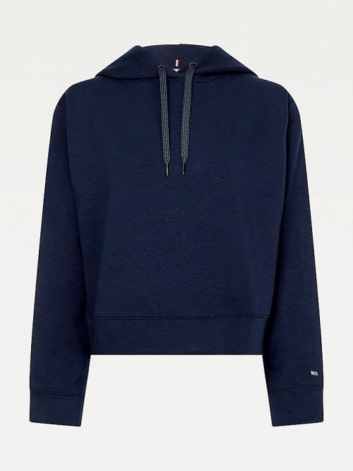 Tommy Hilfiger Interlock Signature Tape Hoodie Dames Blauw | TH936JPL