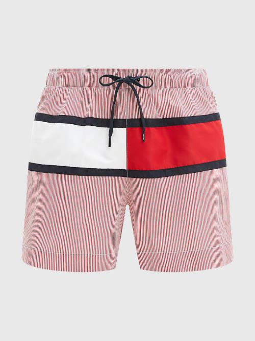 Tommy Hilfiger Ithaca Stripe Colour-Blocked Mid Length Shorts Zwemkleding Heren Rood | TH076CZR