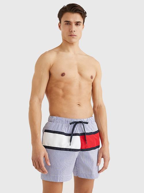 Tommy Hilfiger Ithaca Stripe Colour-Blocked Mid Length Shorts Zwemkleding Heren Blauw | TH825MJZ