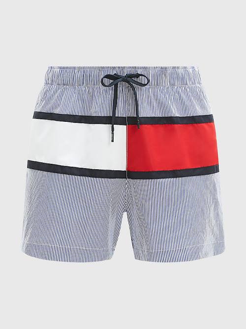 Tommy Hilfiger Ithaca Stripe Colour-Blocked Mid Length Shorts Zwemkleding Heren Blauw | TH825MJZ