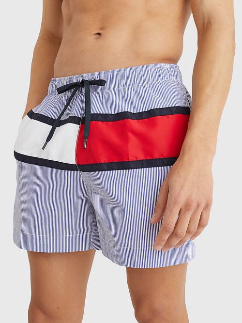 Tommy Hilfiger Ithaca Stripe Colour-Blocked Mid Length Shorts Zwemkleding Heren Blauw | TH825MJZ