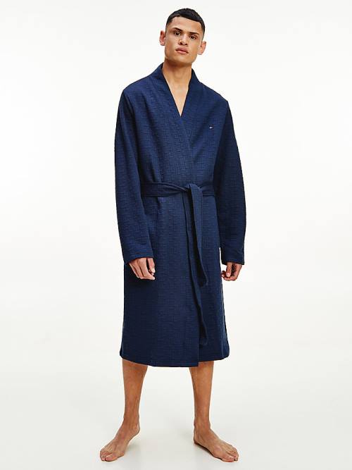 Tommy Hilfiger Jacquard Bathrobe Pyjamas Heren Blauw | TH516KQS