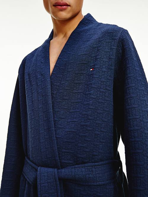 Tommy Hilfiger Jacquard Bathrobe Pyjamas Heren Blauw | TH516KQS