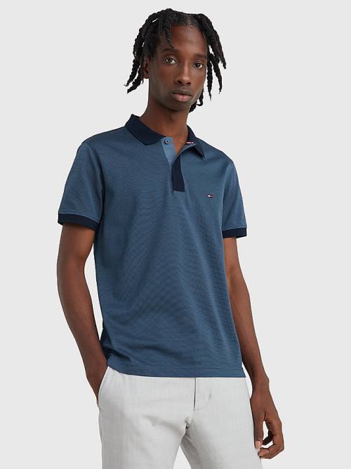 Tommy Hilfiger Jacquard Slim Fit Poloshirt Heren Blauw | TH167UKP