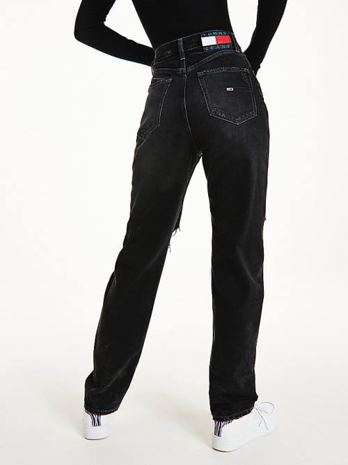 Tommy Hilfiger Julie Ultra High Rise Straight Black Distressed Jeans Dames Denim | TH270GZH