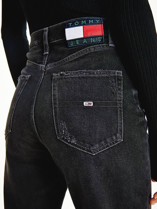 Tommy Hilfiger Julie Ultra High Rise Straight Black Distressed Jeans Dames Denim | TH270GZH