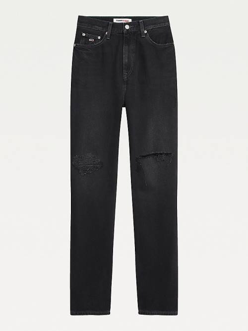 Tommy Hilfiger Julie Ultra High Rise Straight Black Distressed Jeans Dames Denim | TH270GZH