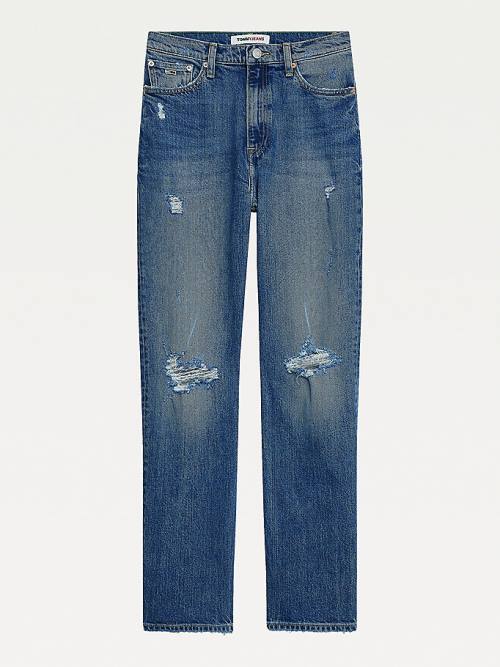 Tommy Hilfiger Julie Ultra High Rise Straight Distressed Jeans Dames Denim | TH651EZJ