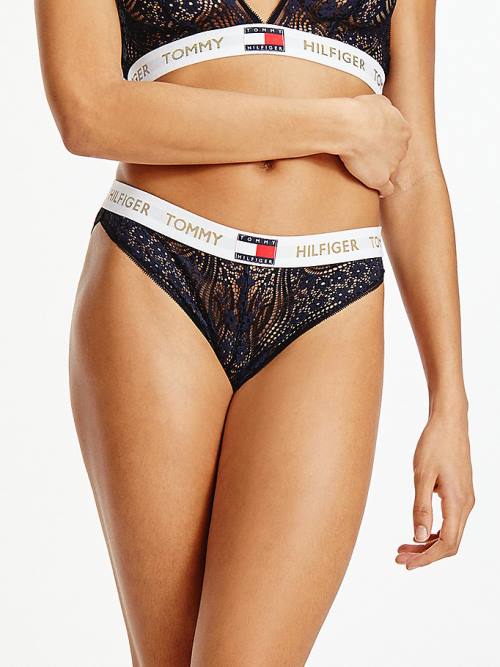 Tommy Hilfiger Kanten Logo Waistband Briefs Ondergoed Dames Blauw | TH012SBL