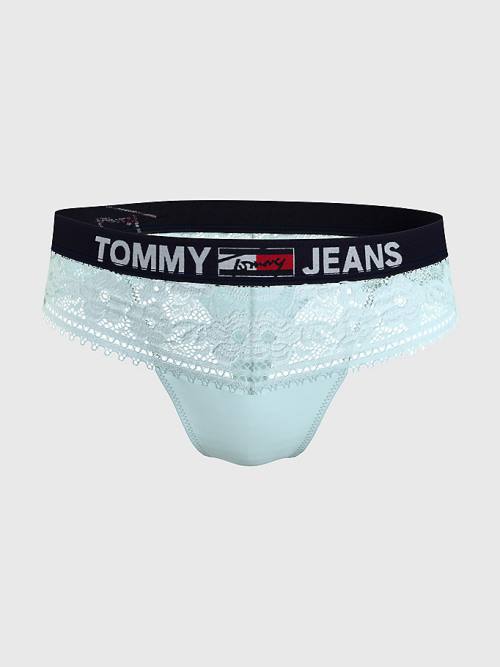 Tommy Hilfiger Kanten Tanga Briefs Ondergoed Dames Blauw | TH102RVP