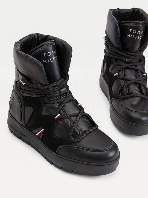 Tommy Hilfiger Kanten-Up Snow Laarzen Dames Zwart | TH586JTI