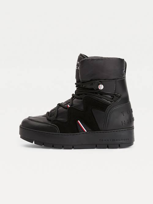 Tommy Hilfiger Kanten-Up Snow Laarzen Dames Zwart | TH586JTI