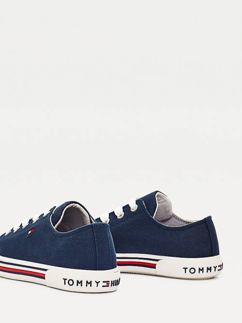 Tommy Hilfiger Katoenen Canvas Kanten-Up Low-Top Sneakers Jongens Blauw | TH172NCG