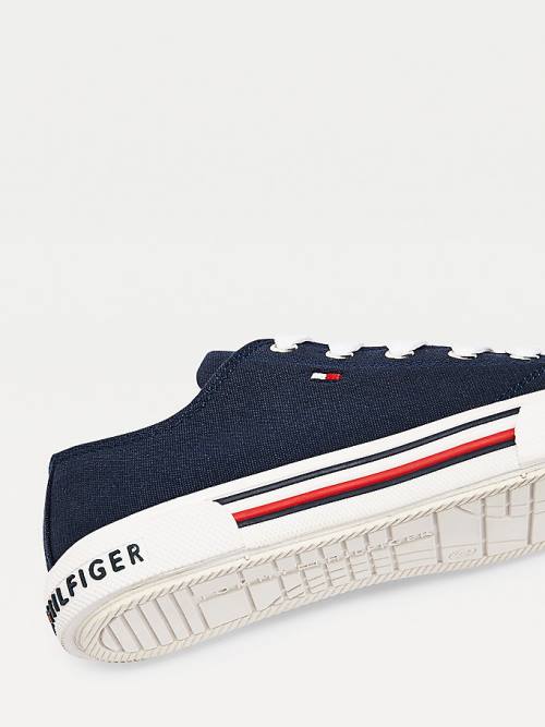 Tommy Hilfiger Katoenen Canvas Kanten-Up Low-Top Sneakers Jongens Blauw | TH172NCG