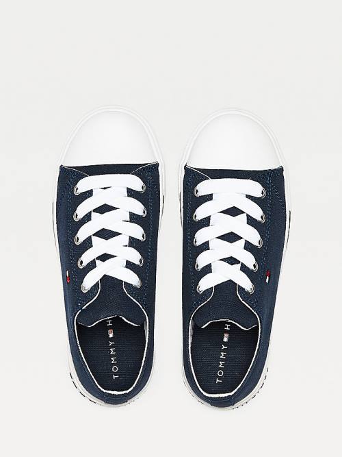 Tommy Hilfiger Katoenen Canvas Kanten-Up Low-Top Sneakers Jongens Blauw | TH172NCG