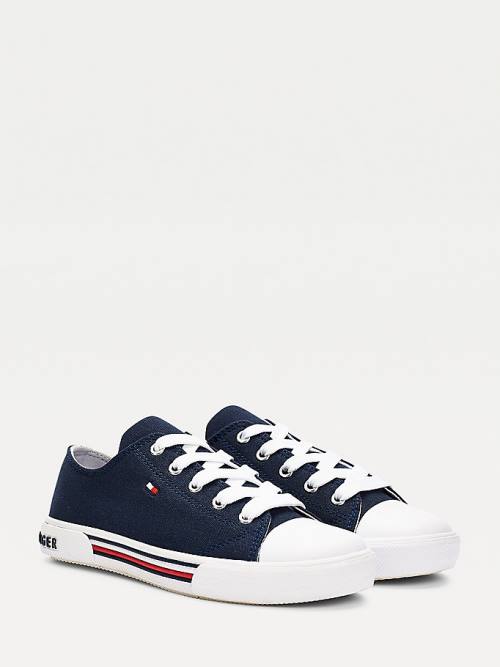 Tommy Hilfiger Katoenen Canvas Kanten-Up Low-Top Sneakers Jongens Blauw | TH172NCG