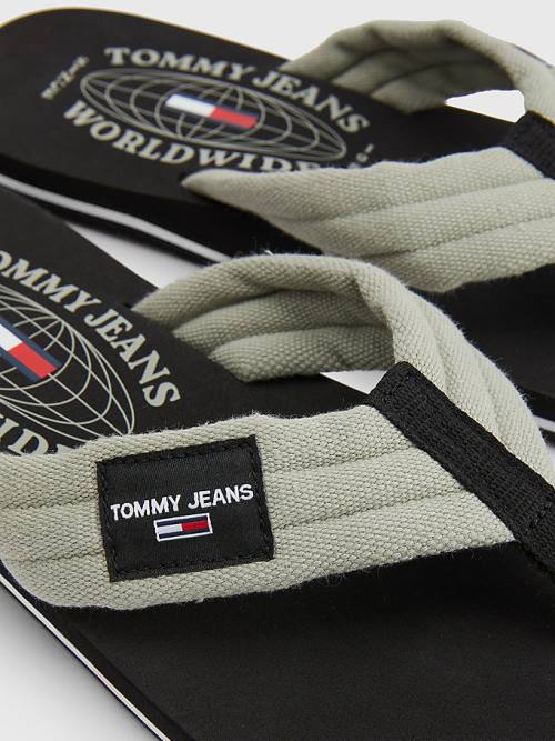 Tommy Hilfiger Katoenen Canvas Riemen Flip-Flops Sandalen Heren Grijs | TH520PQH