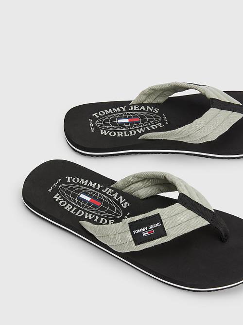 Tommy Hilfiger Katoenen Canvas Riemen Flip-Flops Sandalen Heren Grijs | TH520PQH