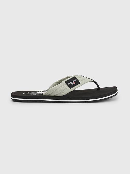 Tommy Hilfiger Katoenen Canvas Riemen Flip-Flops Sandalen Heren Grijs | TH520PQH