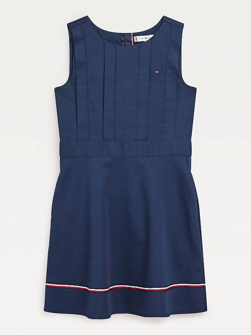 Tommy Hilfiger Katoenen Fit & Flare Mouwloos Jurken Meisjes Blauw | TH309GLK