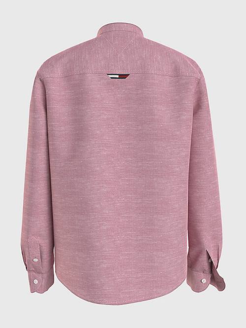 Tommy Hilfiger Katoenen Linen Collarless Overhemd Jongens Roze | TH941OAM