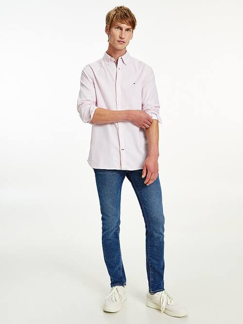 Tommy Hilfiger Katoenen Melange Dobby Slim Fit Overhemd Heren Roze | TH792BZU