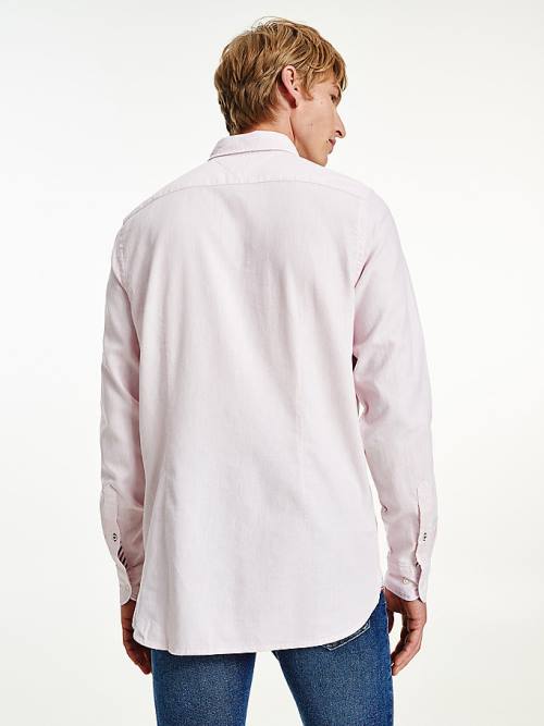 Tommy Hilfiger Katoenen Melange Dobby Slim Fit Overhemd Heren Roze | TH792BZU