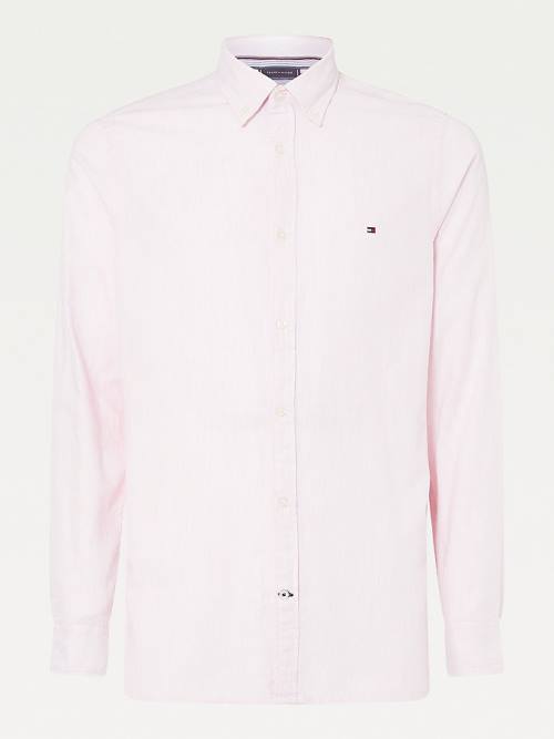 Tommy Hilfiger Katoenen Melange Dobby Slim Fit Overhemd Heren Roze | TH792BZU