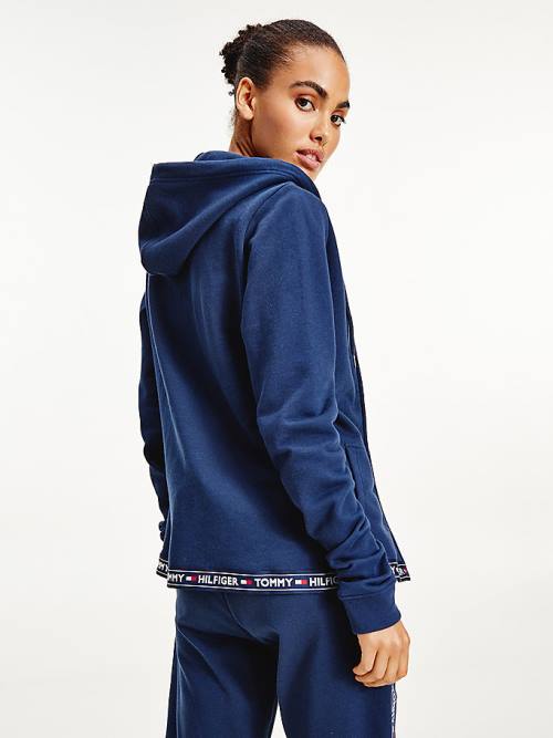 Tommy Hilfiger Katoenen Terry Lounge Hoodie Dames Blauw | TH873CEY