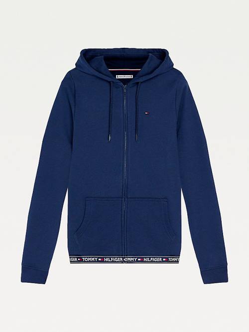 Tommy Hilfiger Katoenen Terry Lounge Hoodie Dames Blauw | TH873CEY