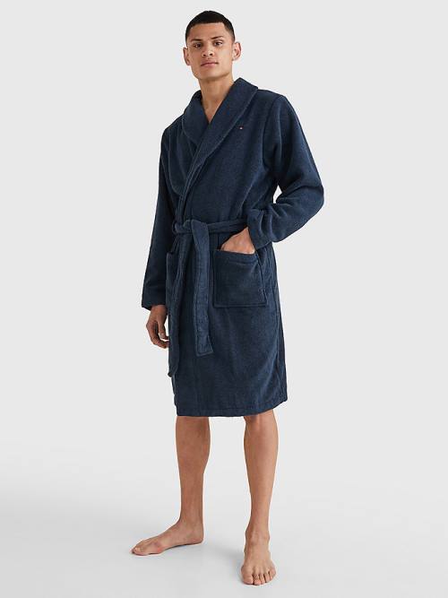 Tommy Hilfiger Katoenen Towelling Bathrobe Pyjamas Heren Blauw | TH031TNE